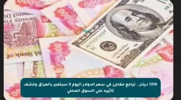 1310 دينار.. تراجع مفاجئ في سعر الدولار اليوم 9 سبتمبر بالعراق وكشف تأثيره على السوق المحلي